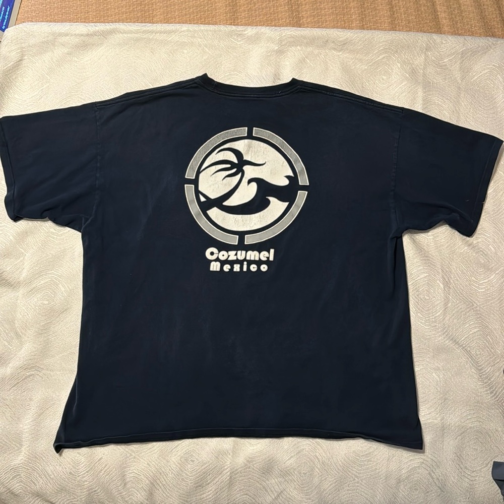 Cozumel blue T-shirt, large, logo both on front and back.
